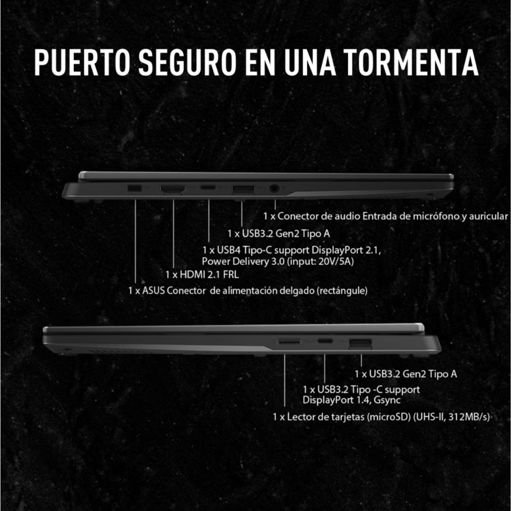 Laptop Asus TUF Gaming A14 14" | WQXGA 165Hz | AMD Ryzen 7 260 NPU 16 TOPS | 16GB RAM | 512GB SSD | NVIDIA RTX 5050 8GB | Windows 11 | Español