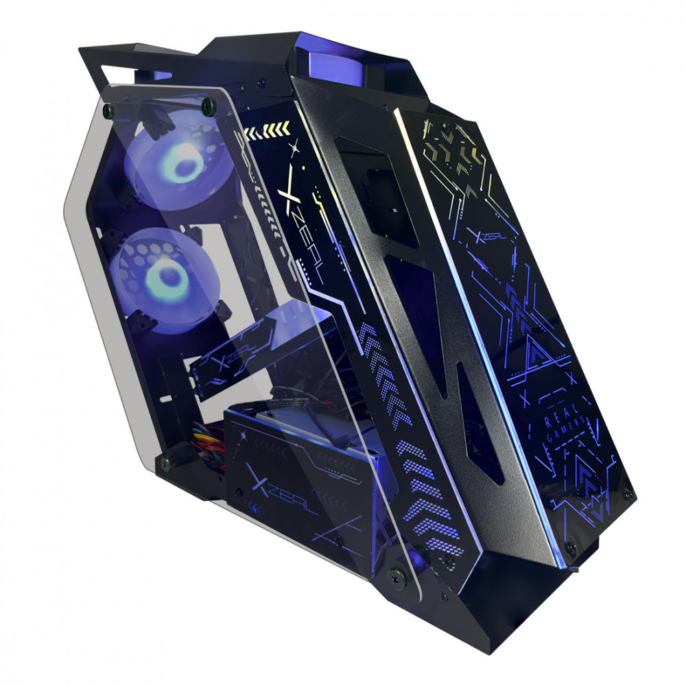 Gabinete Xzeal IR02 Mid Tower Micro-ATX/Mini-ITX 4 Ventiladores ARGB Instalados USB 3.0 Sin Fuente Negro