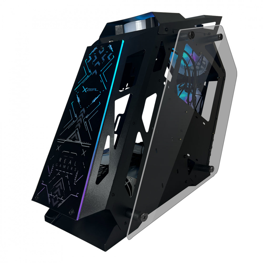 Gabinete Xzeal IR02 Mid Tower Micro-ATX/Mini-ITX 4 Ventiladores ARGB Instalados USB 3.0 Sin Fuente Negro
