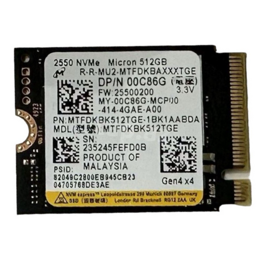 Unidad de Estado Sólido (SSD) Micron 2450 | 512GB | M.2 2230 | NVMe Gen4 x4
