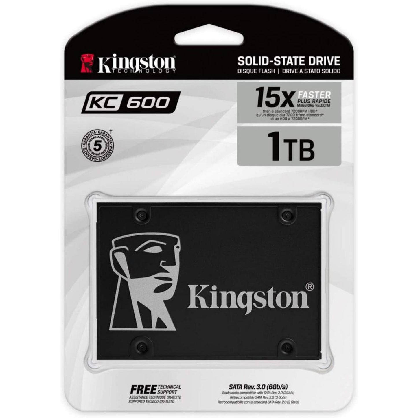 SSD Kingston KC600 NAND 3D TLC, 1TB, SATA III, 2.5'', 7mm