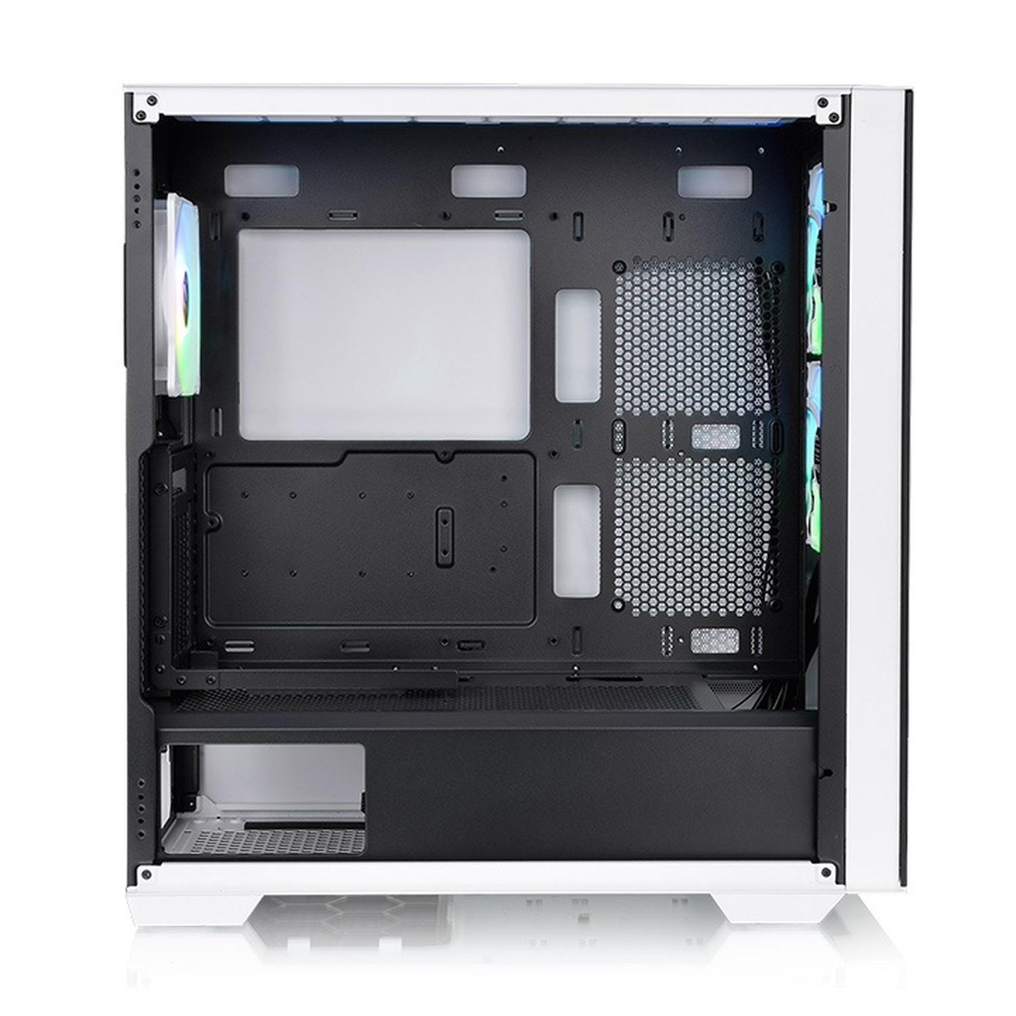 Gabinete Thermaltake Divider 370 TG Snow ARGB con Ventana, Midi-Tower, ATX/Micro-ATX/Mini-ITX, USB 3.0, sin Fuente, 3 Ventiladores ARGB Instalados, Negro/Blanco