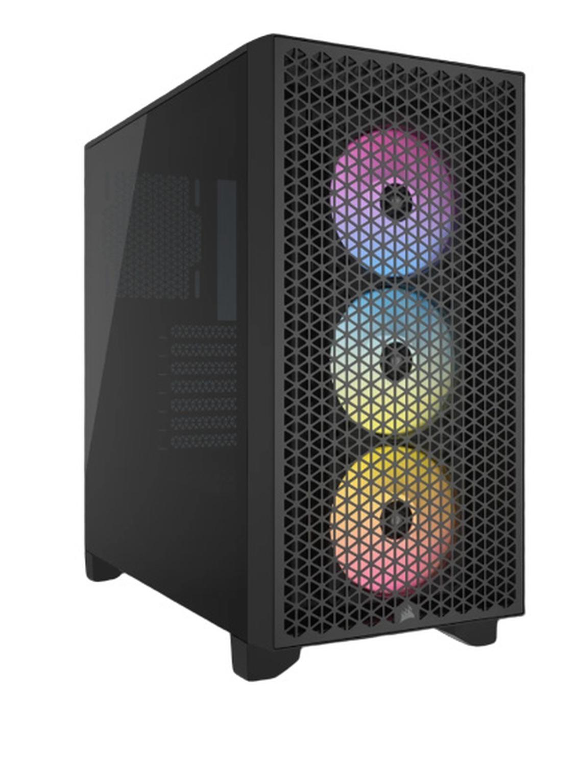 Gabinete Corsair 3000D RGB AIRFLOW con Ventana, Midi-Tower, ATX, USB 3.2, sin Fuente, 3 Ventiladores RGB Instalados, Negro