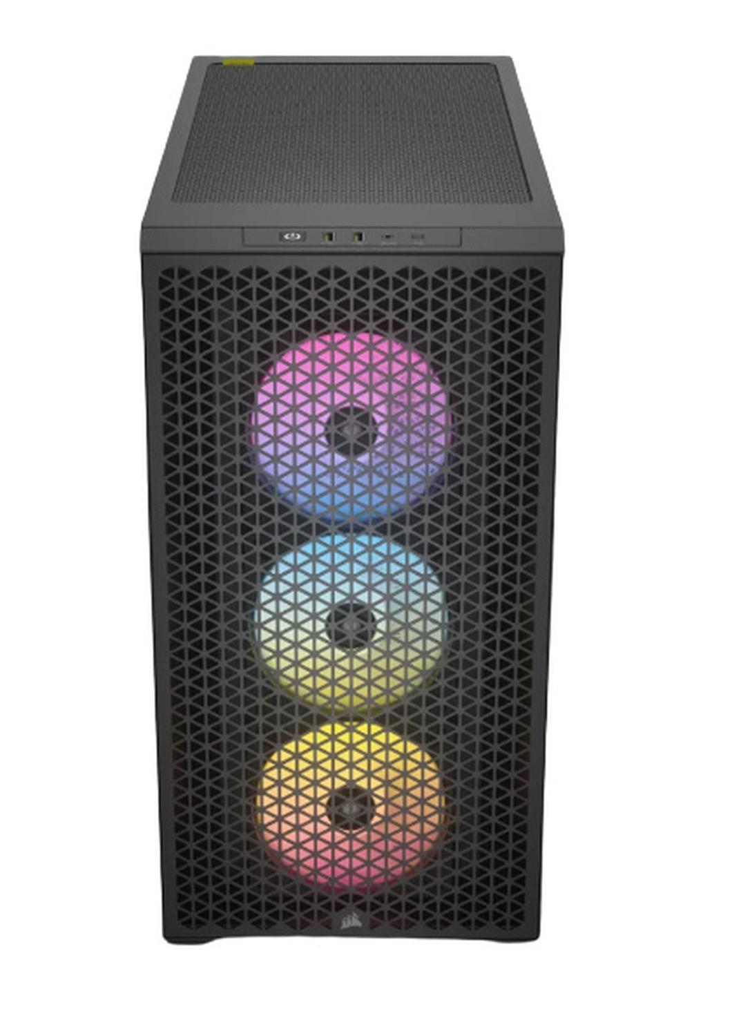 Gabinete Corsair 3000D RGB AIRFLOW con Ventana, Midi-Tower, ATX, USB 3.2, sin Fuente, 3 Ventiladores RGB Instalados, Negro