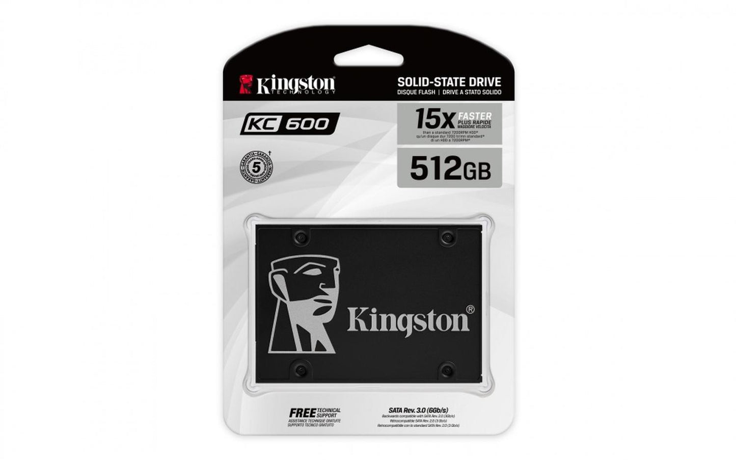 SSD Kingston KC600 NAND 3D TLC, 512GB, SATA III, 2.5'', 7mm