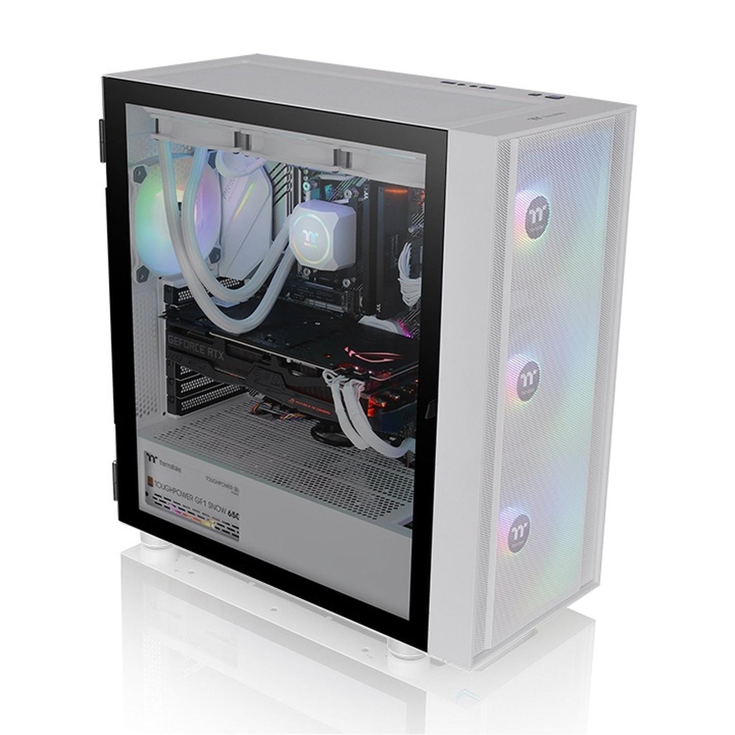 Gabinete Thermaltake H570 TG ARGB Snow con Ventana, Midi-Tower, ATX/E-ATX/Micro ATX/Mini-ITX, USB 3.0, sin Fuente, 3 Ventiladores Instalados ARGB, Blanco