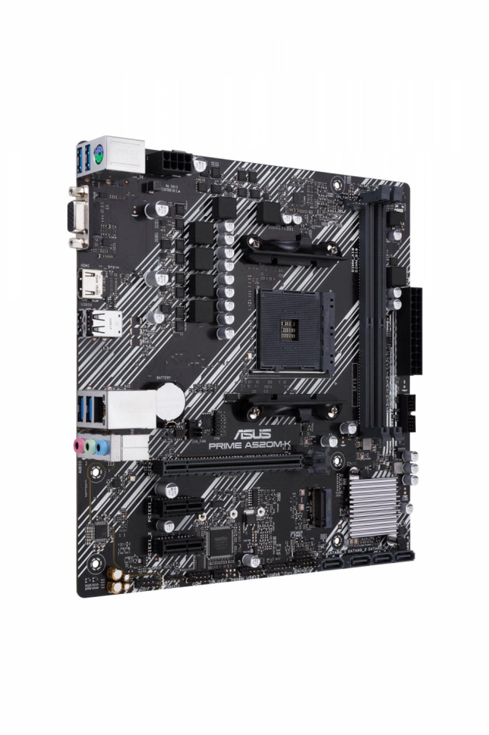 Tarjeta Madre ASUS micro ATX PRIME A520M-K, S-AM4, AMD A520, HDMI, 64GB DDR4 para AMD ― No es Compatible con Ryzen 5 3400G y Ryzen 3 3200G