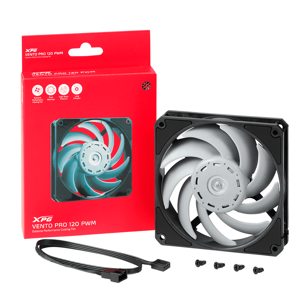 Ventilador para Gabinete - XPG VENTO PRO 120 PWM | 120mm | Nidec GentleTyphoon | Negro