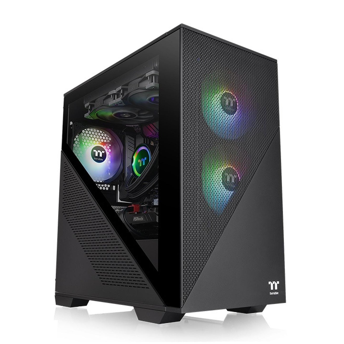 Gabinete Thermaltake Divider 170 TG ARGB con Ventana, Micro-Tower, Micro-ATX/Mini-ITX, USB 3.0/2.0, sin Fuente, 2 Ventiladores ARGB Instalados, Negro