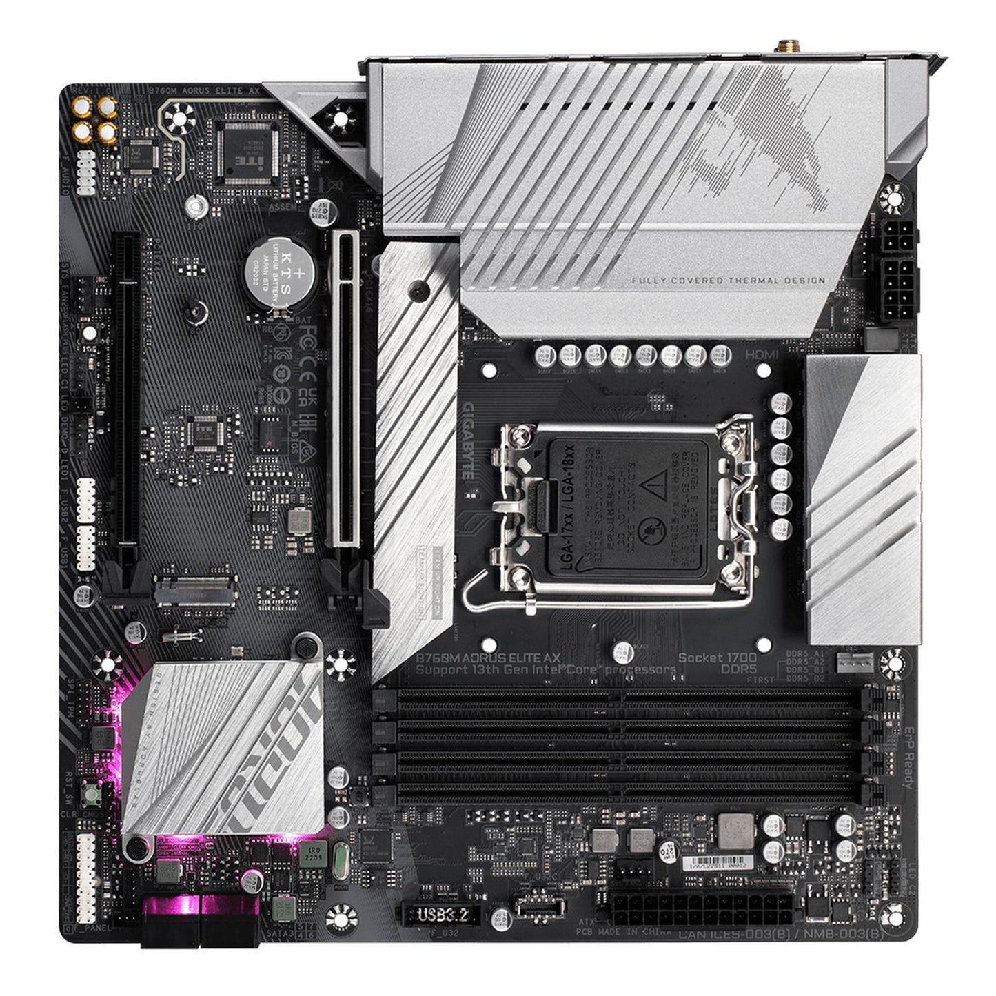 Tarjeta Madre Gigabyte Micro ATX B760M AORUS ELITE AX, S-1700, Intel B760, HDMI, 192GB DDR5 para Intel